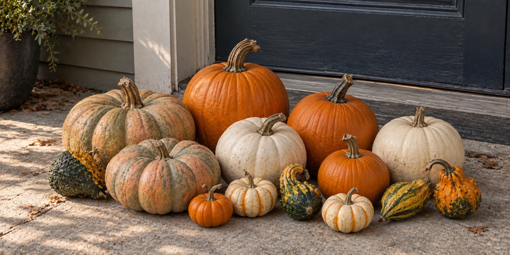 Porch Welcome pumpkin display
